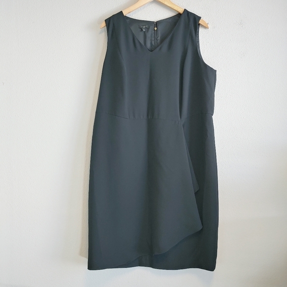 Talbots Sleeveless Front Ruffle Sheath Little Black Dress Plus Size 14W - Picture 1 of 10